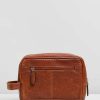 Bags * | Double Oak Mills George Leather Washbag Tan