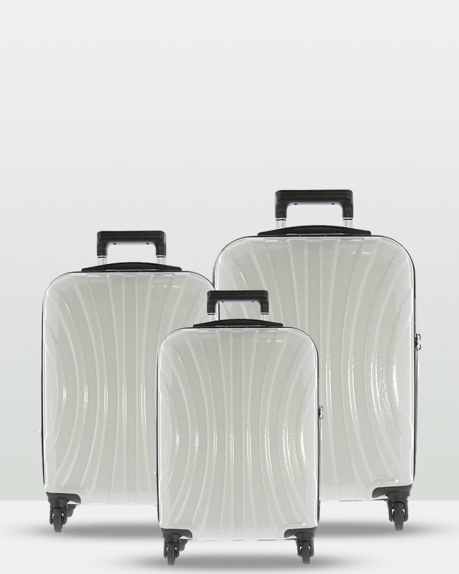 Travel And Luggage * | Cobb & Co Adelaide Luggage 3 Piece Hardside Spinner White