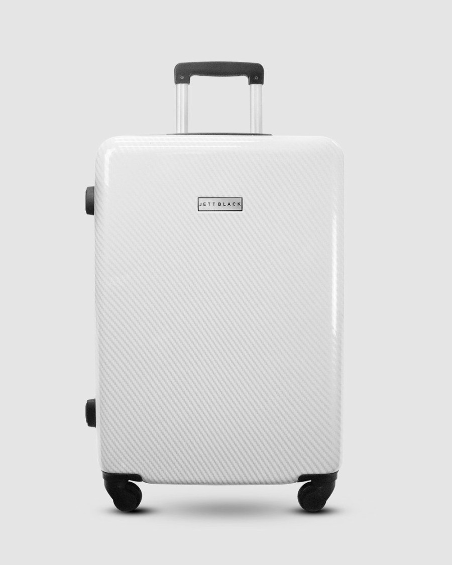 Travel And Luggage * | Jett Black Carbon White Series Large Suitcase Pure White