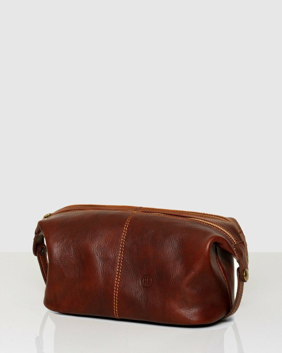 Bags * | Republic Of Florence Tre Leather Dopp Kit Brown