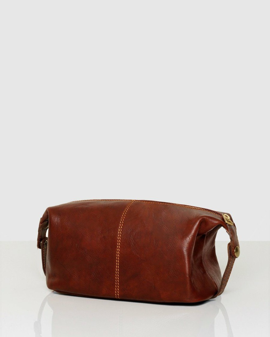 Bags * | Republic Of Florence Tre Leather Dopp Kit Brown