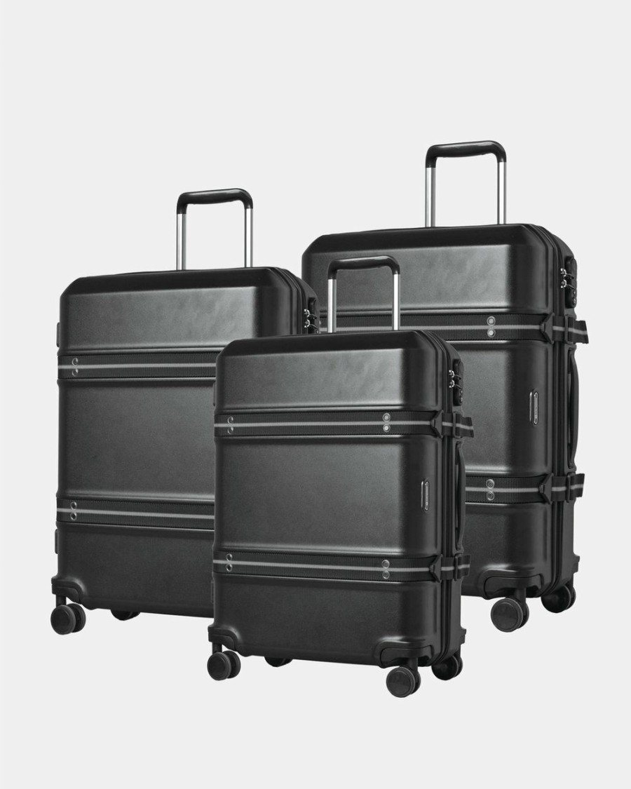 Bags * | Cobb & Co Sydney Polycarbonate Luggage 3 Piece Set Black