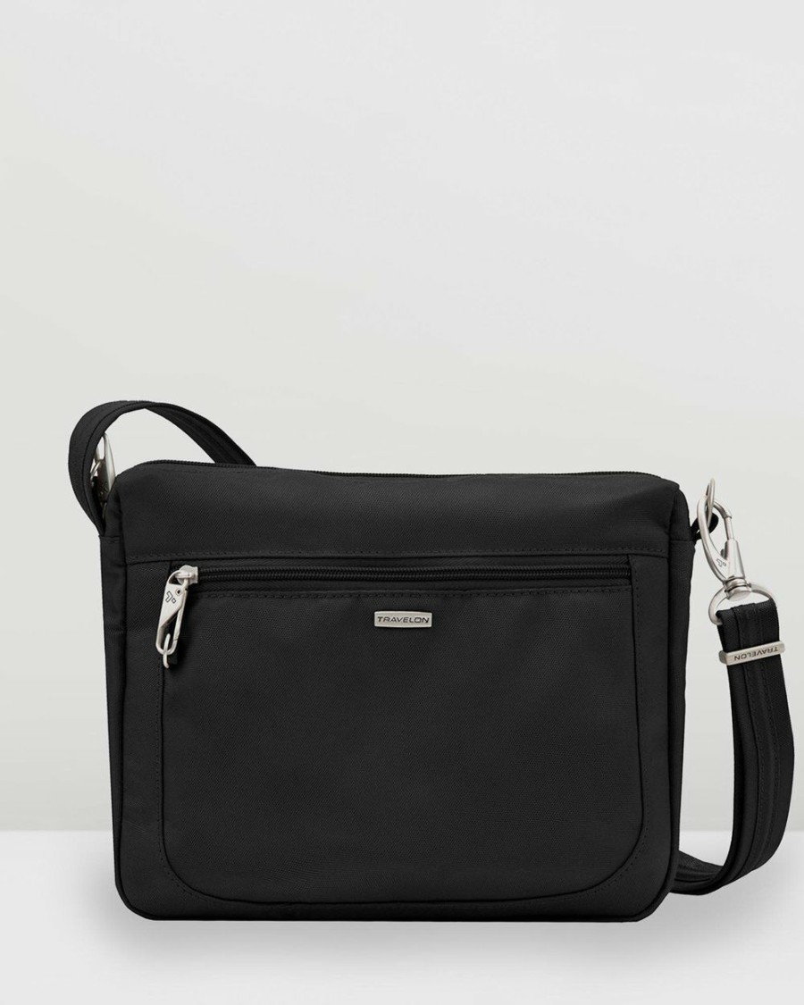 Bags * | Travelon Classic E/W Shoulder Bag Black