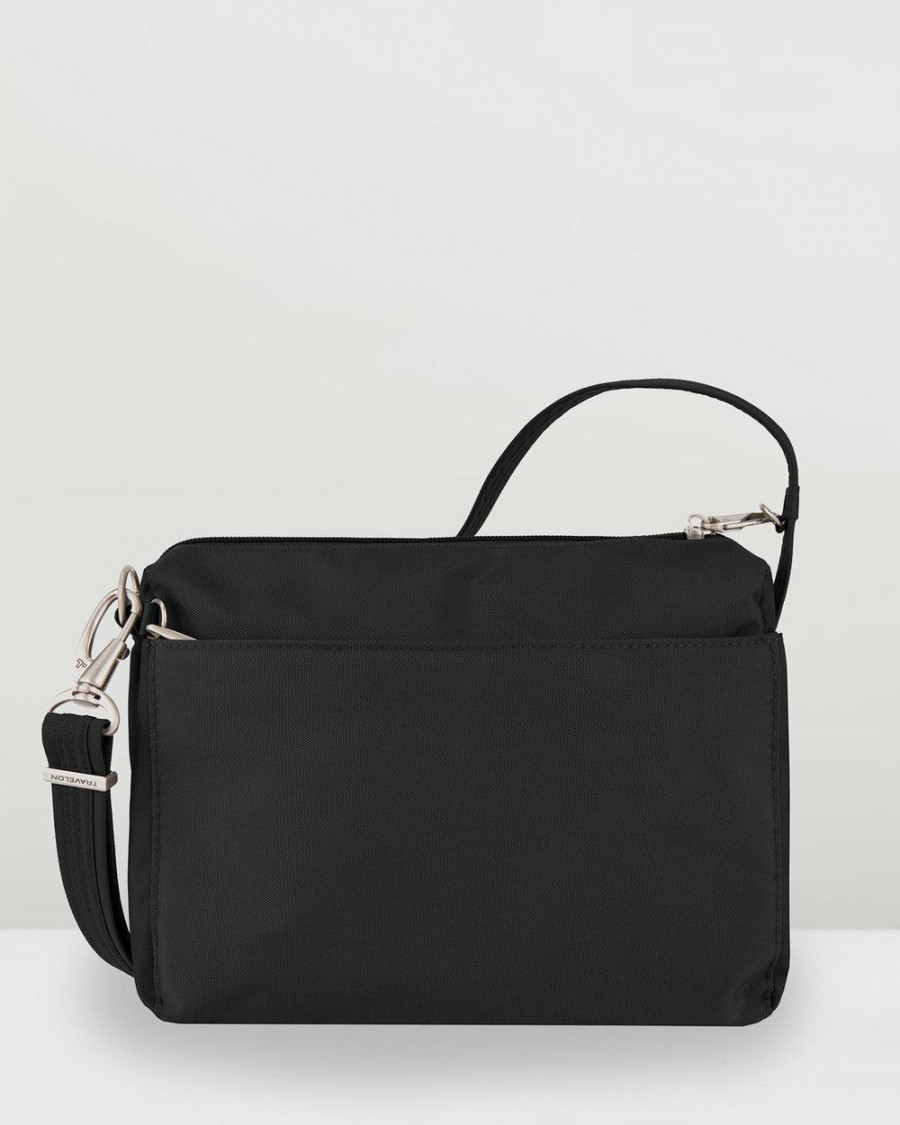 Bags * | Travelon Classic E/W Shoulder Bag Black