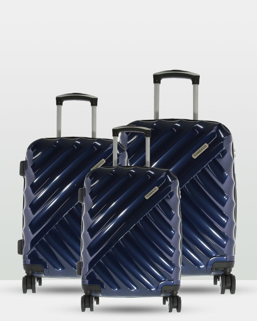 Bags * | Cobb & Co Bendigo Polycarbonate Luggage 3 Piece Set Navy