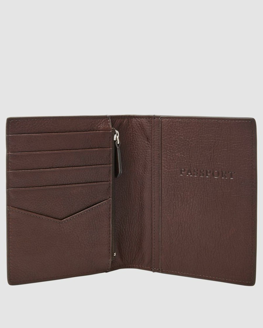 Travel Bags * | Fossil Travel Dark Brown Bifold Wallet