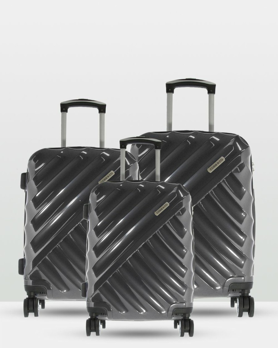 Bags * | Cobb & Co Bendigo Polycarbonate Luggage 3 Piece Set Grey