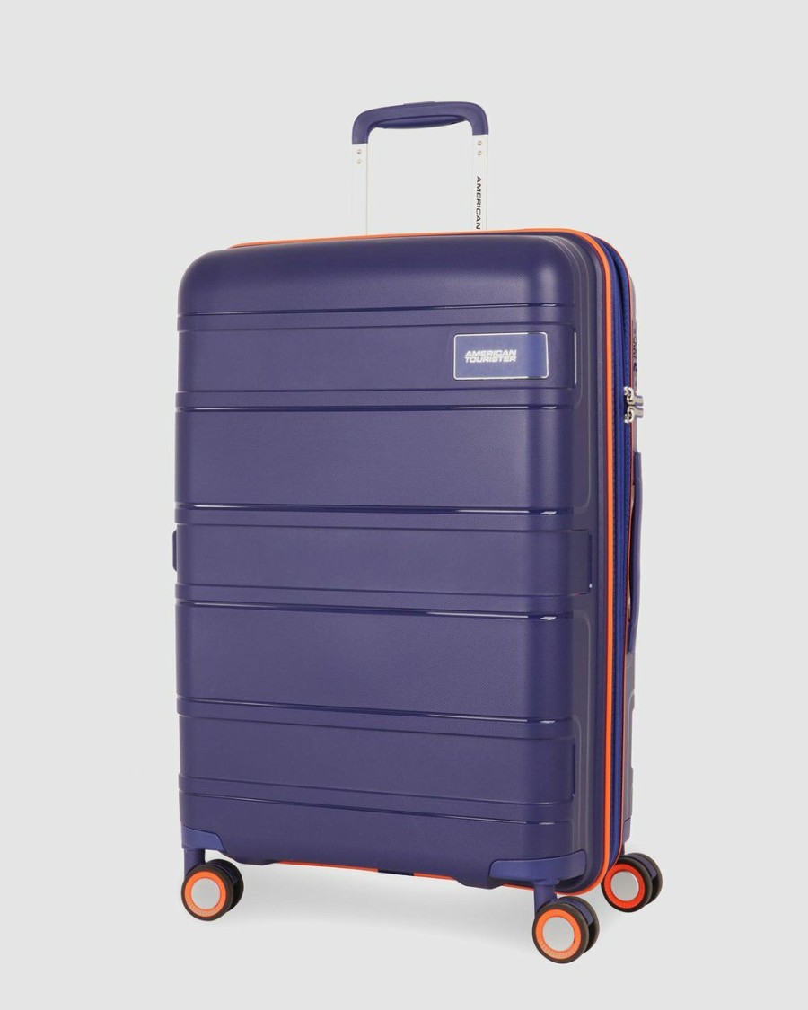 Travel And Luggage * | American Tourister Litevlo Spinner 55/20 Bodega Blue & Orange