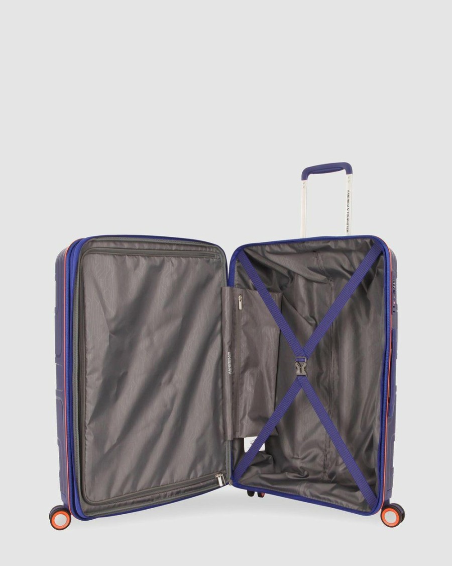 Travel And Luggage * | American Tourister Litevlo Spinner 55/20 Bodega Blue & Orange