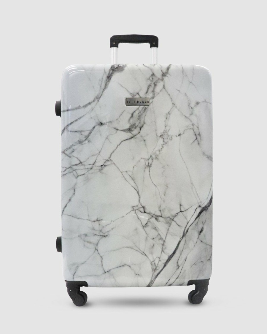 Bags * | Jett Black White Marble Series Luggage Set White Grey Marble