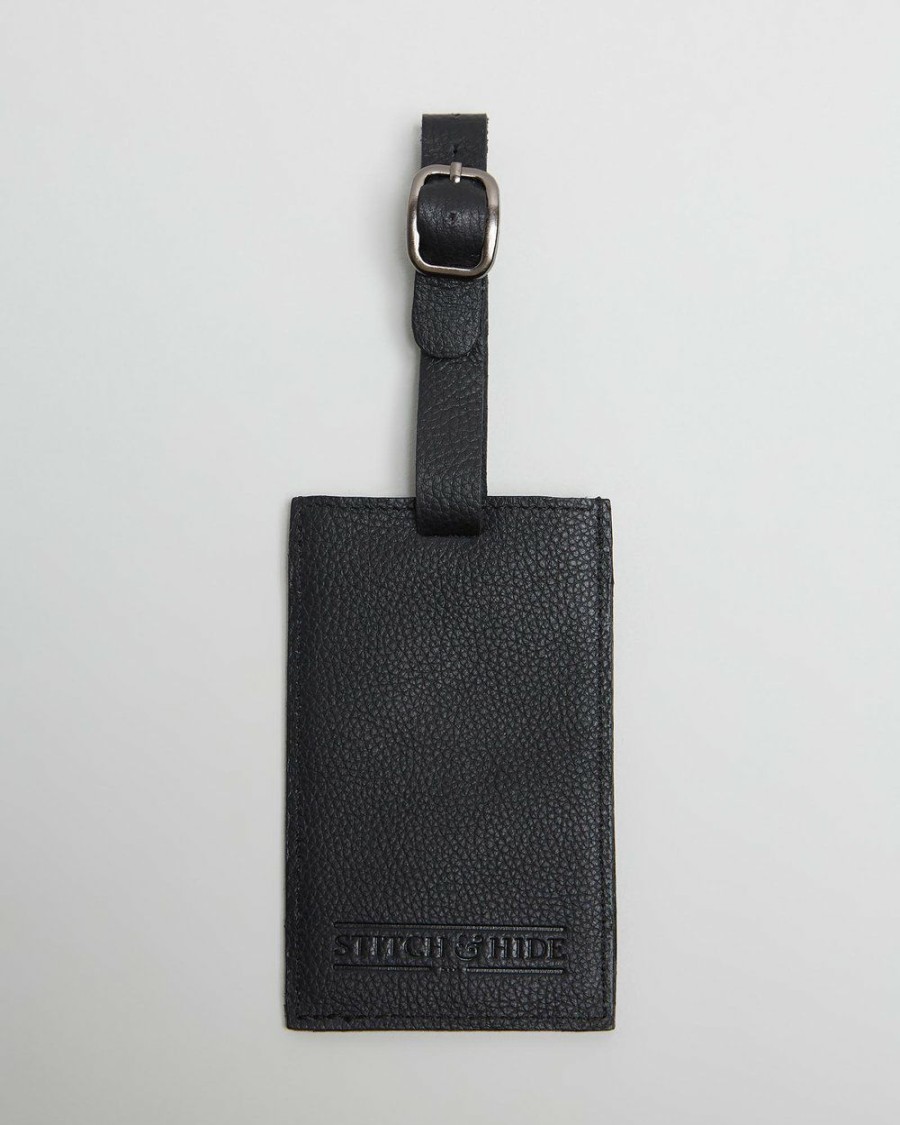 Travel Bags * | Stitch & Hide Miles Luggage Tag Black