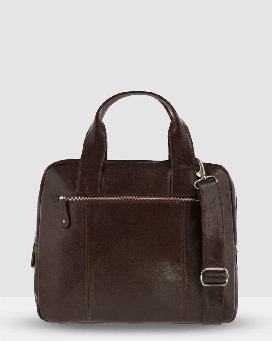 Bags * | Cobb & Co Turner Leather Laptop Satchel Cognac