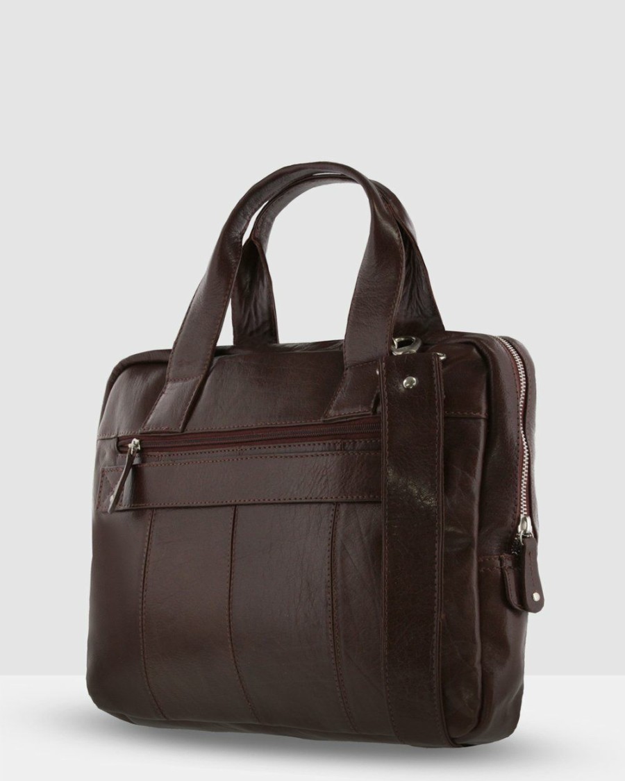 Bags * | Cobb & Co Turner Leather Laptop Satchel Cognac