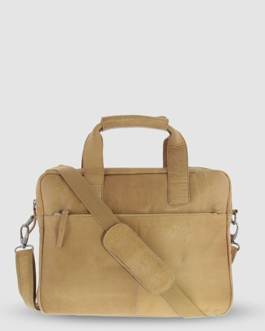 Bags * | Cobb & Co Lawson Jr. Soft Leather Briefcase Camel