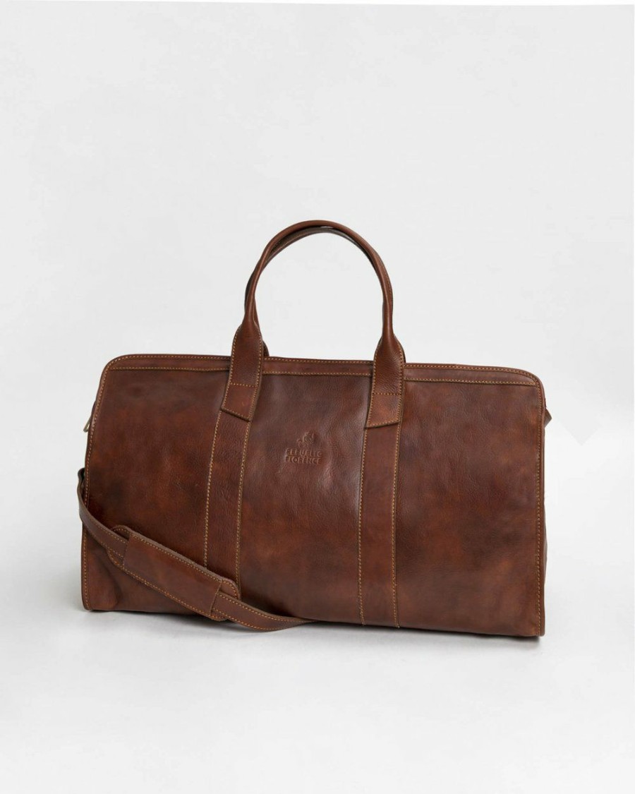 Bags * | Republic Of Florence The Vespucci Brown Leather Weekender