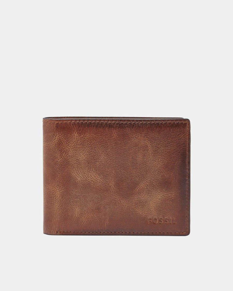 Travel Bags * | Fossil Derrick Brown Rfid Flip Id Bifold Wallet