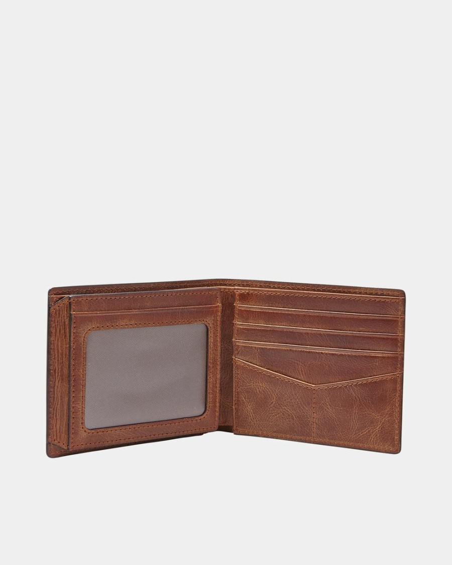 Travel Bags * | Fossil Derrick Brown Rfid Flip Id Bifold Wallet