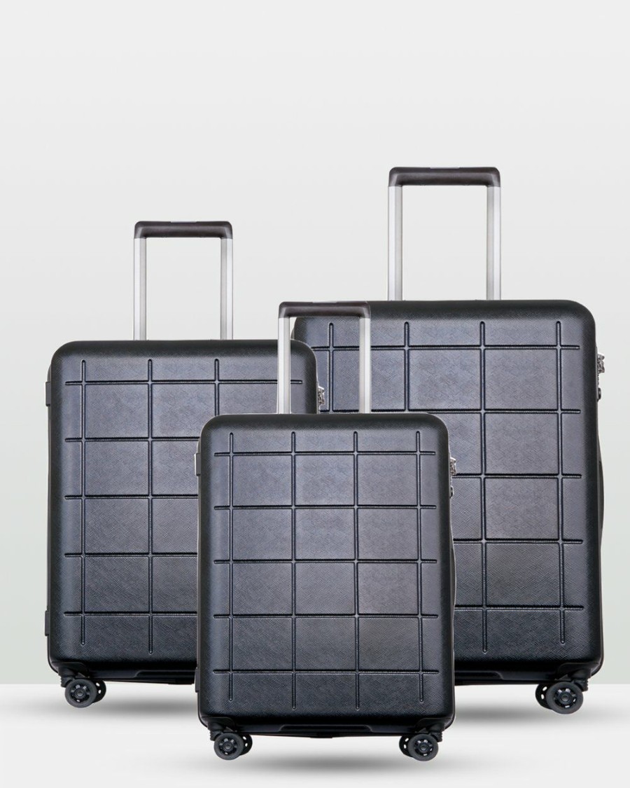 Travel Bags * | Echolac Japan Auckland Echolac 3 Piece Luggage Set Black