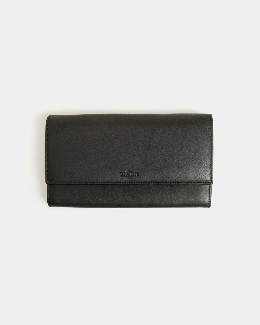 Travel And Luggage * | Globite Leather Travel Clutch With Rfid Carbon Ink Black