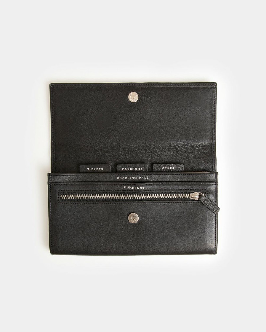 Travel And Luggage * | Globite Leather Travel Clutch With Rfid Carbon Ink Black