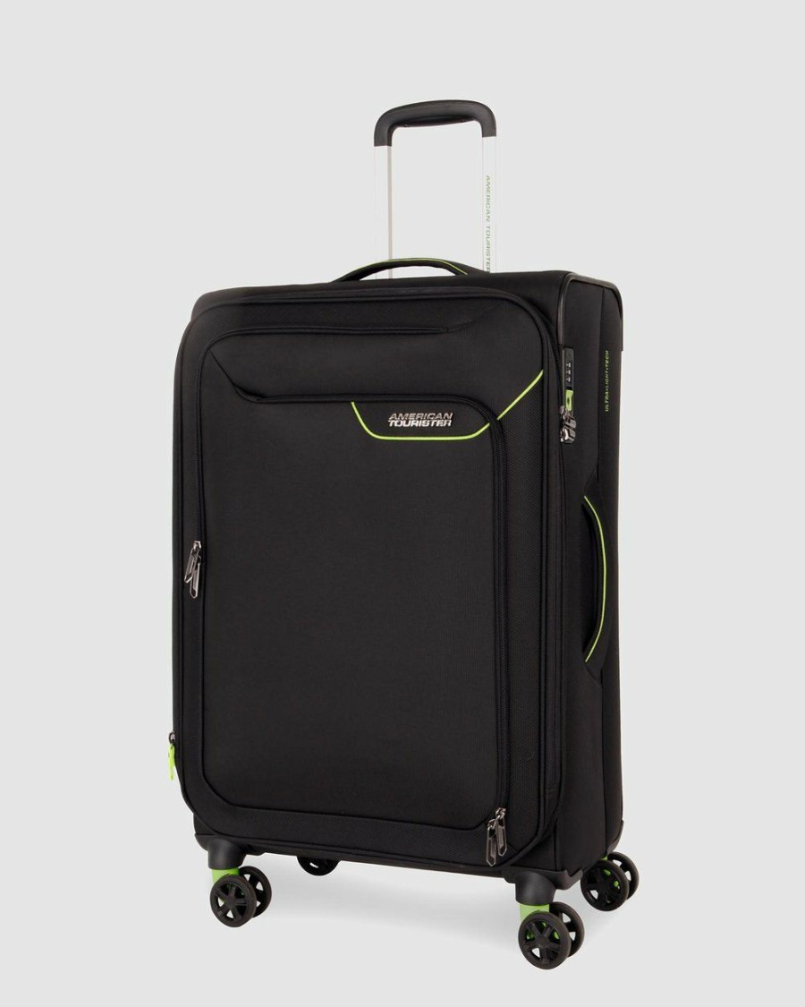 Travel And Luggage * | American Tourister Applite 4Security Spinner 71/27/ Exp Tsa Suitcase Black & Green