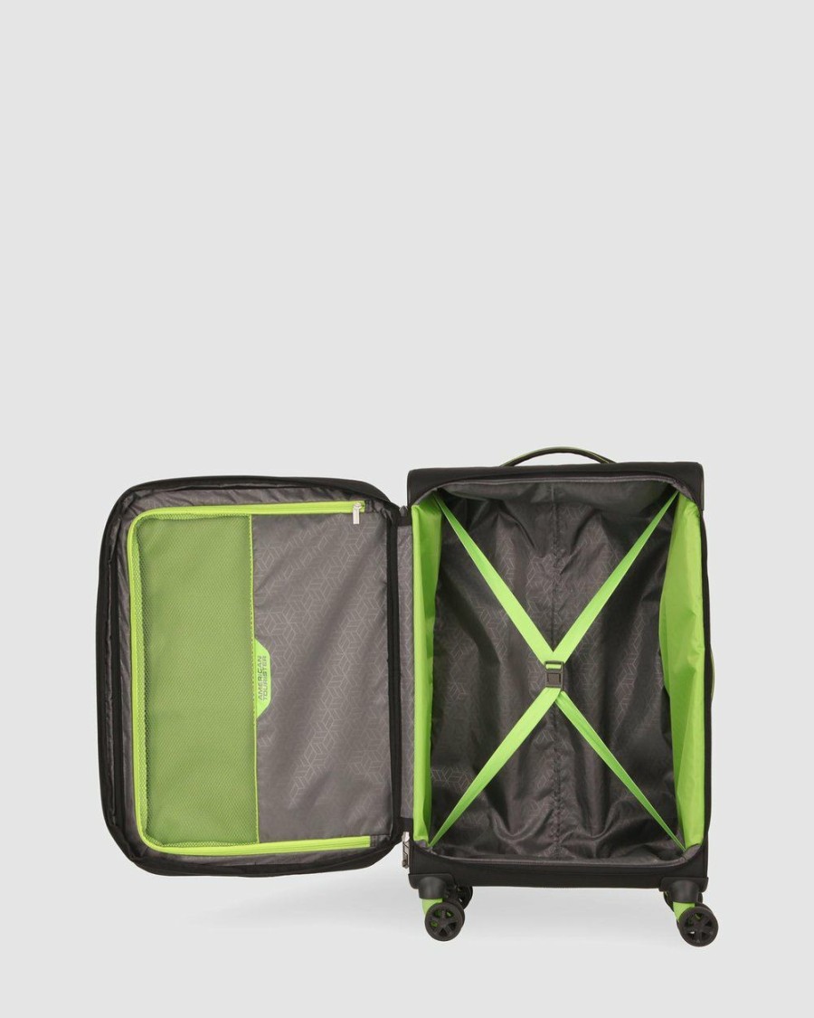 Travel And Luggage * | American Tourister Applite 4Security Spinner 71/27/ Exp Tsa Suitcase Black & Green