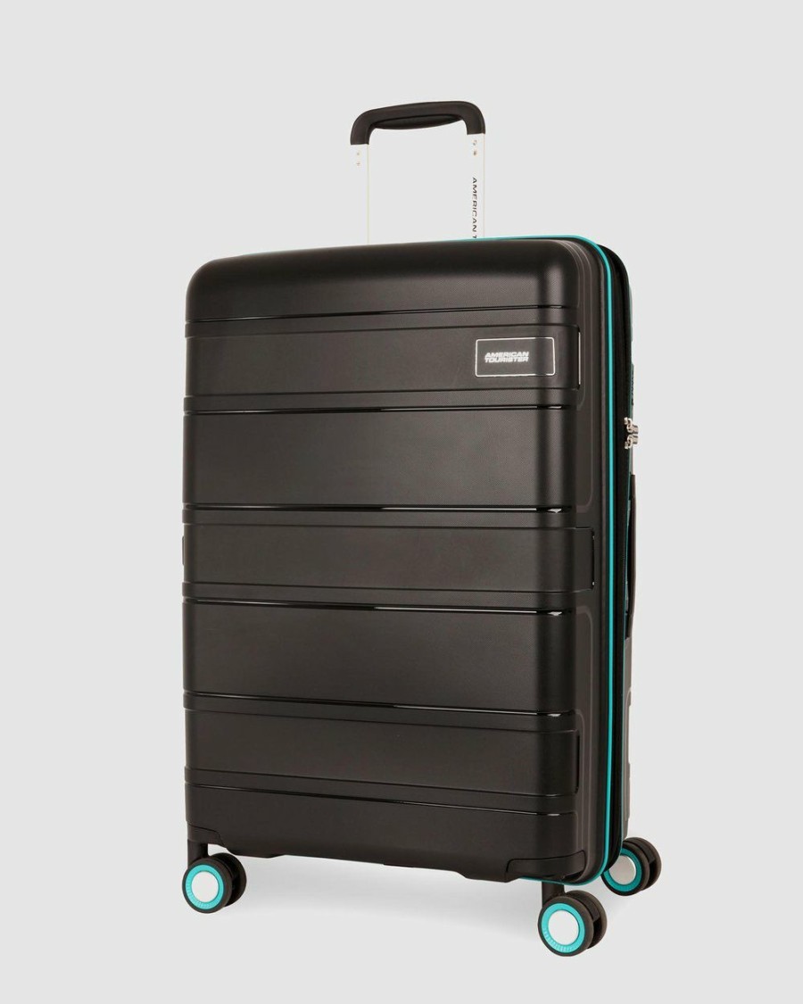 Travel And Luggage * | American Tourister Litevlo Spinner 55/20 Black & Turquoise