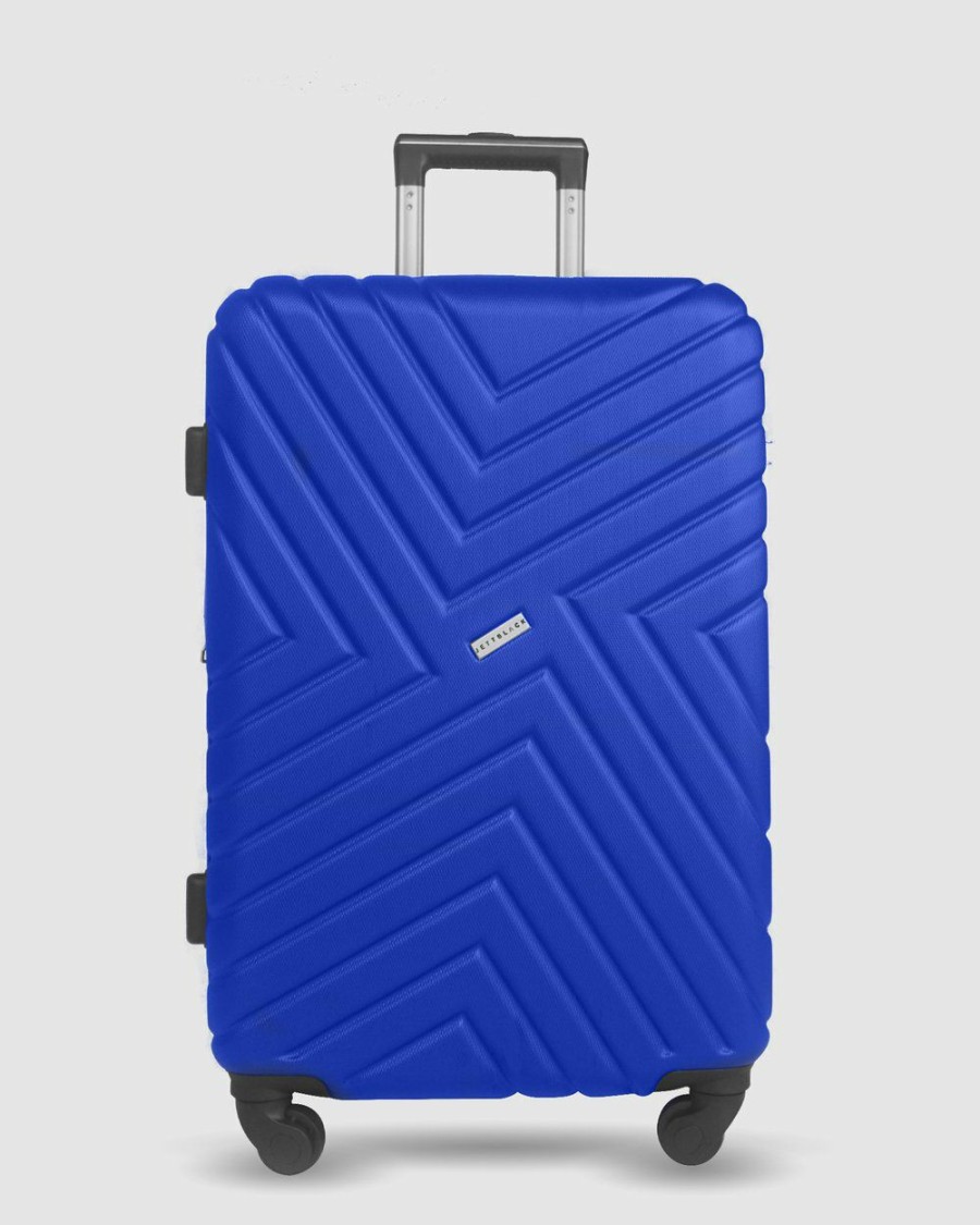 Bags * | Jett Black Royal Blue Maze Medium Suitcase