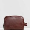 Bags * | Double Oak Mills George Leather Washbag Brown