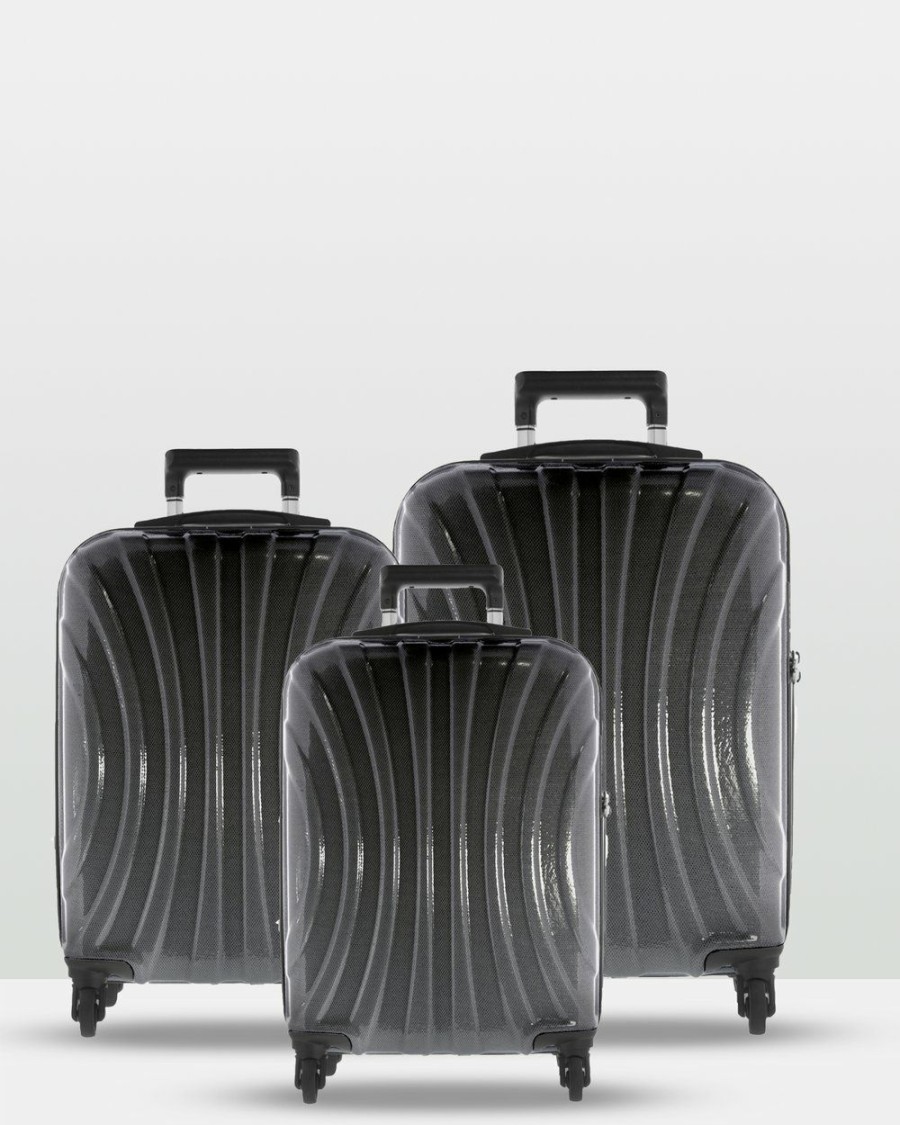 Travel And Luggage * | Cobb & Co Adelaide Luggage 3 Piece Hardside Spinner Black