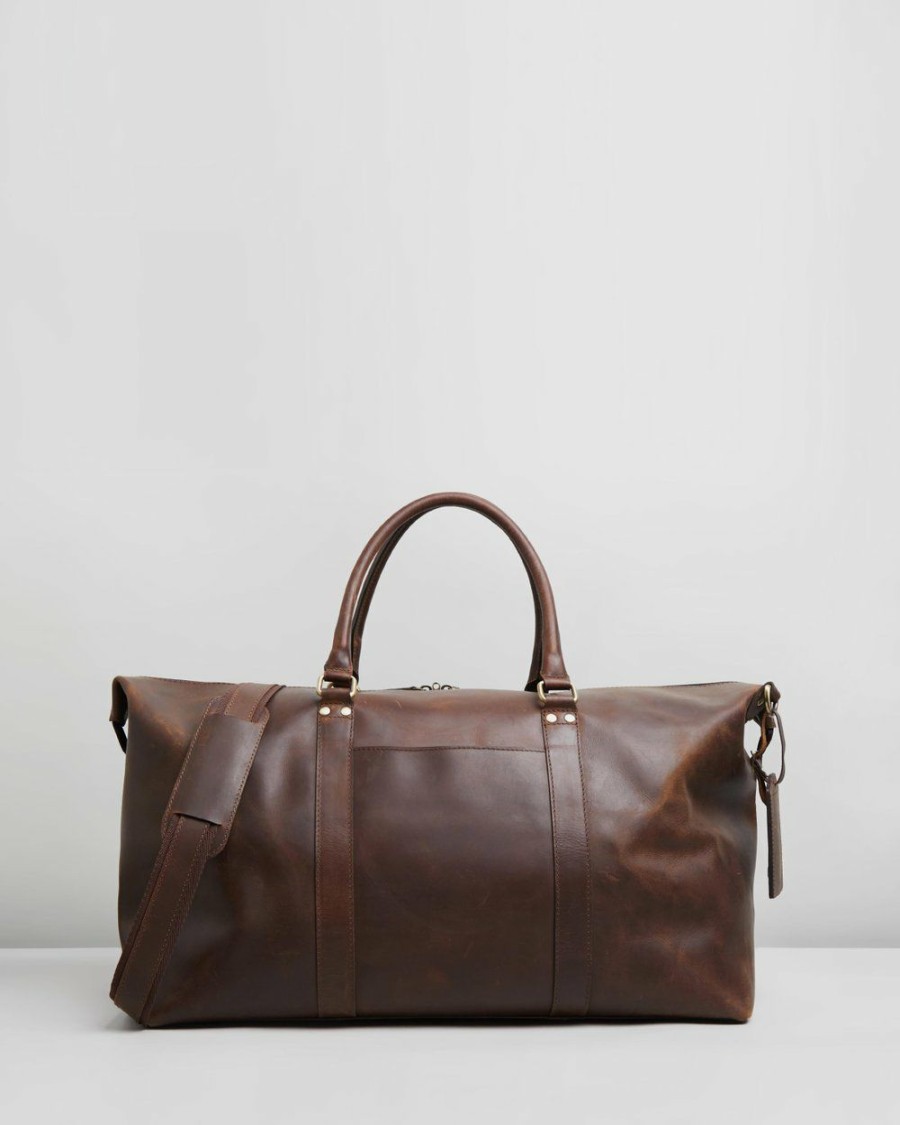 Bags * | Double Oak Mills Lyle Leather Weekender Brown