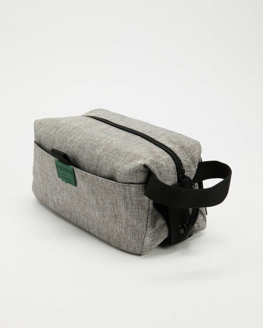 Bags * | Lacoste Neocroc Heathered Canvas Toiletry Bag Foudre Chine Wording 3D