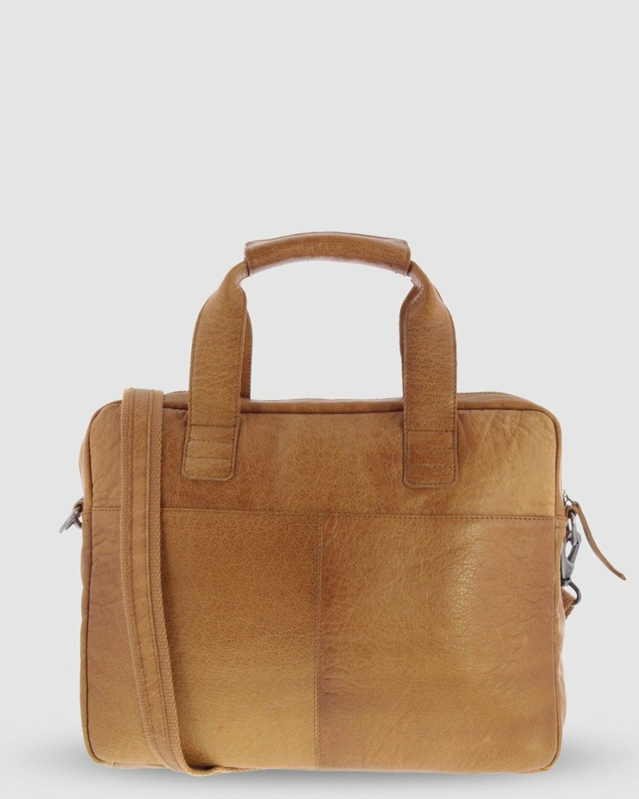 Bags * | Cobb & Co Lawson Jr. Soft Leather Briefcase Tan