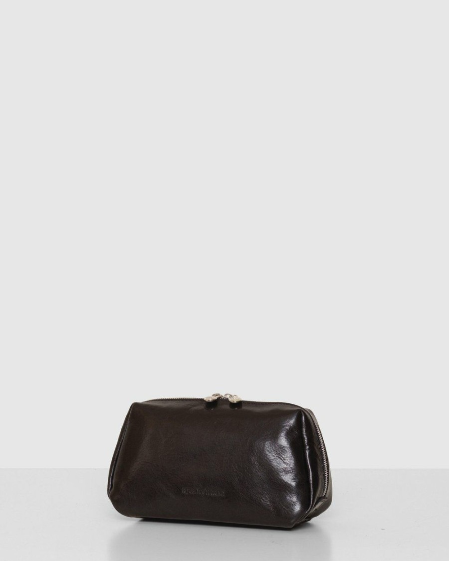 Bags * | Republic Of Florence The Otto Black Leather Dopp Kit