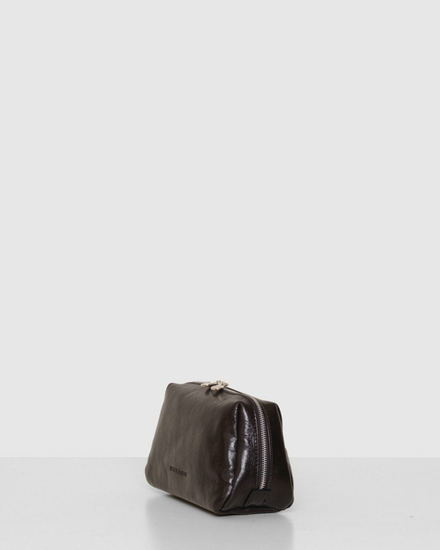 Bags * | Republic Of Florence The Otto Black Leather Dopp Kit