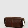 Bags * | Republic Of Florence Tre Leather Dopp Kit Chocolate