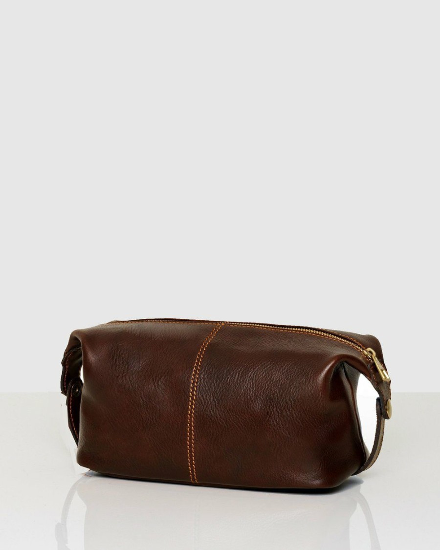 Bags * | Republic Of Florence Tre Leather Dopp Kit Chocolate