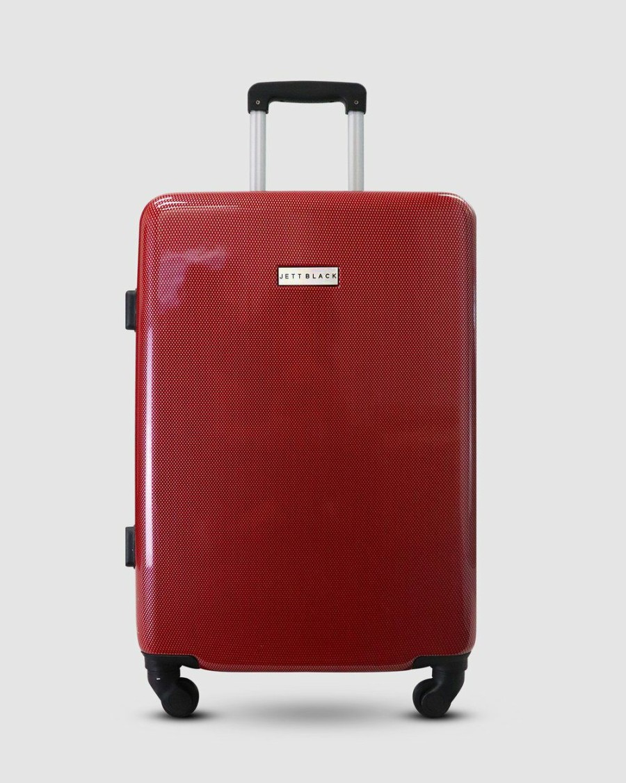 Bags * | Jett Black Carbon Red Series Large Suitcase Deep Red