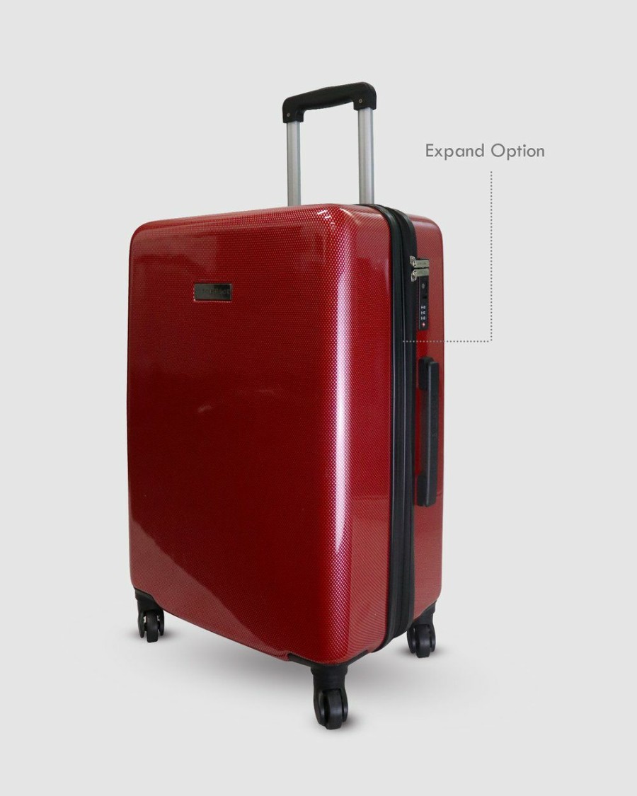 Bags * | Jett Black Carbon Red Series Large Suitcase Deep Red