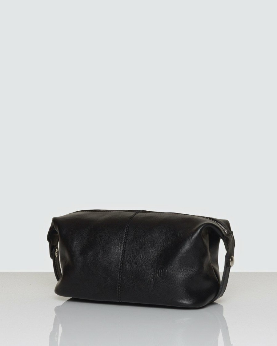 Bags * | Republic Of Florence Tre Leather Dopp Kit Black