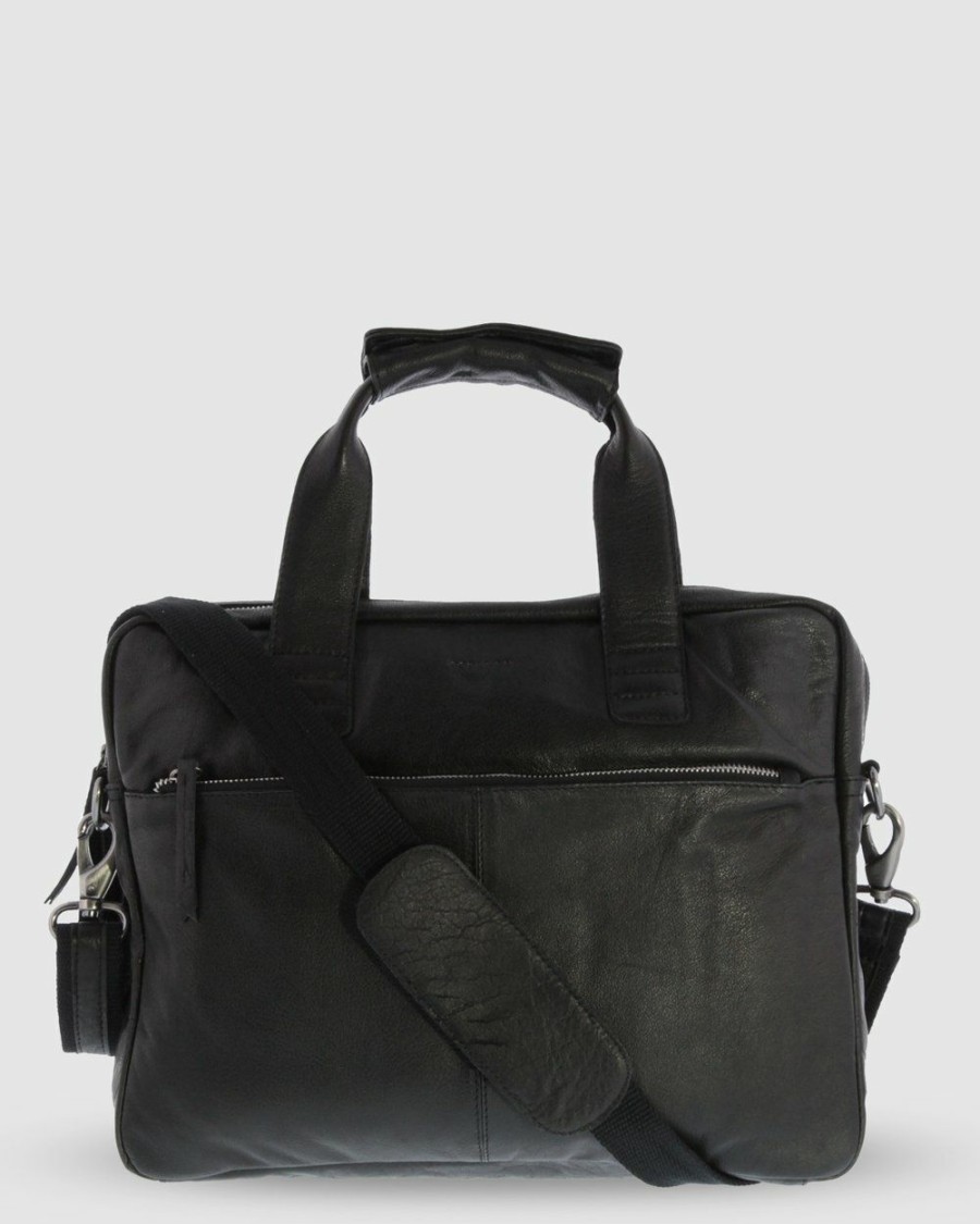 Bags * | Cobb & Co Lawson Jr. Soft Leather Briefcase Black