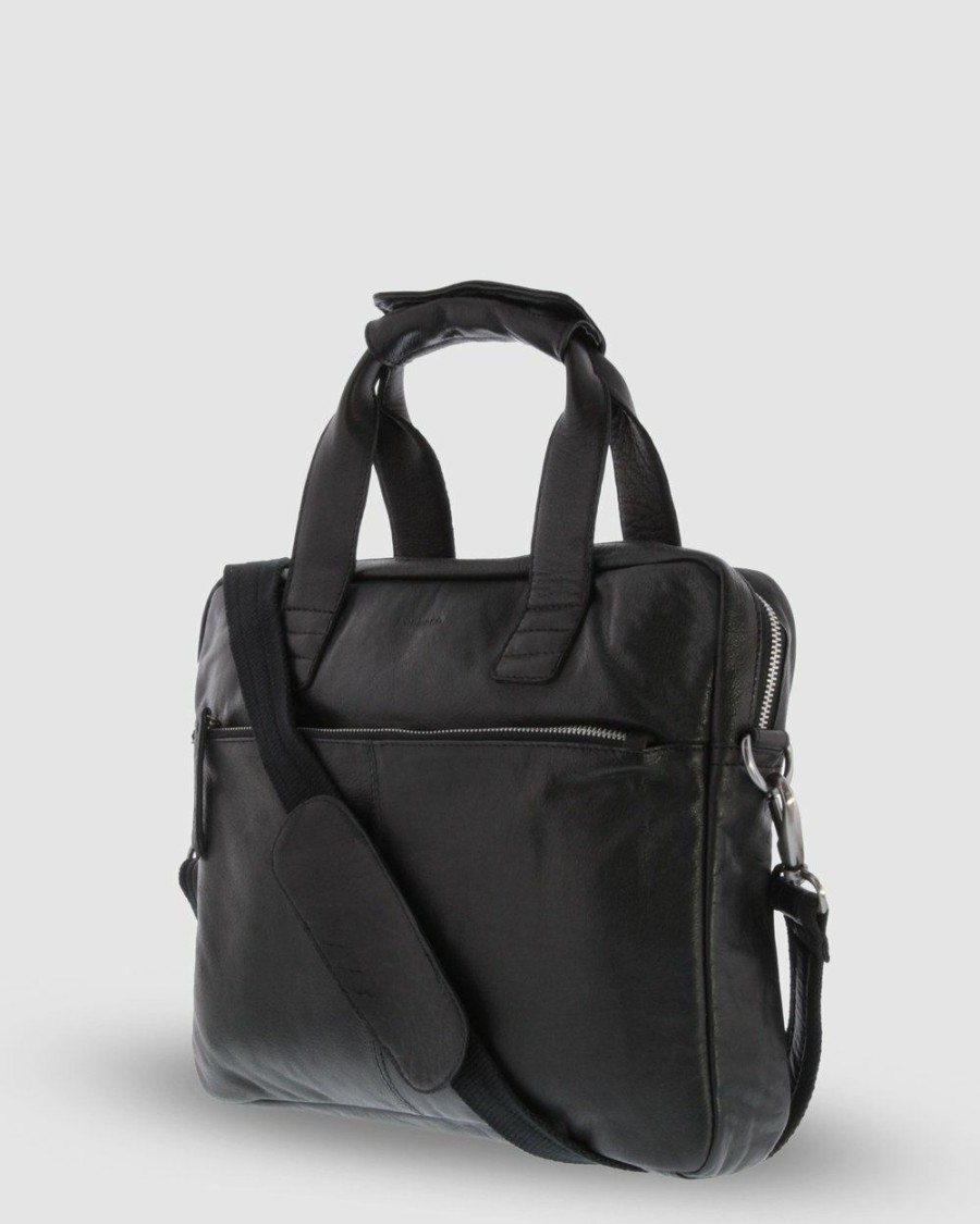 Bags * | Cobb & Co Lawson Jr. Soft Leather Briefcase Black