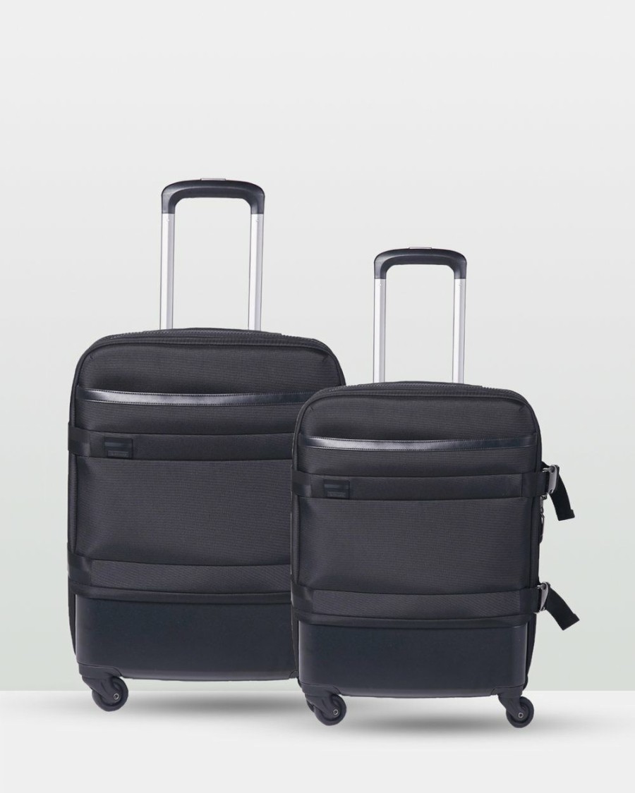 Travel Bags * | Echolac Japan Glasgow Echolac Soft 2 Piece Luggage Set Black