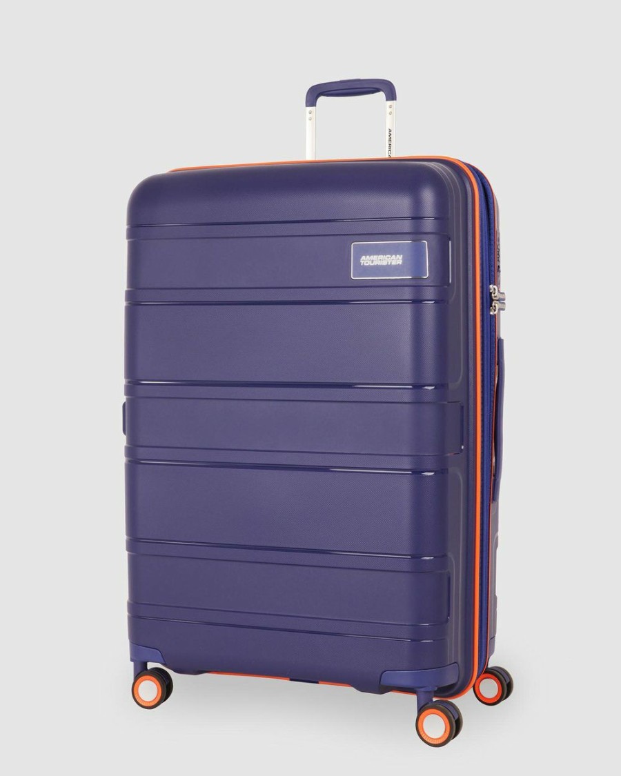 Travel And Luggage * | American Tourister Litevlo Spinner 82/31 Bodega Blue & Orange