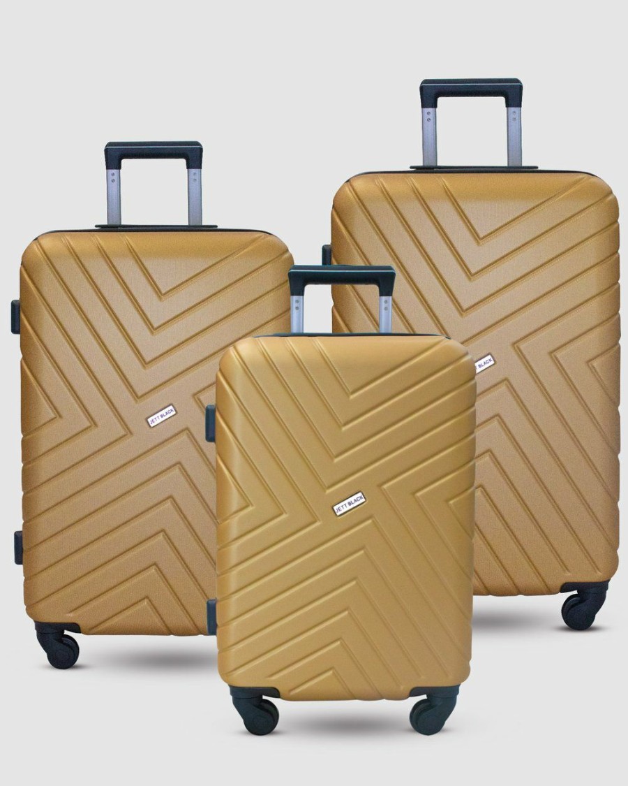 Bags * | Jett Black Sahara Maze Luggage Set Golden