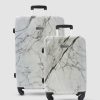 Bags * | Jett Black White Marble Series Short Stay Luggage Set White Grey Marble