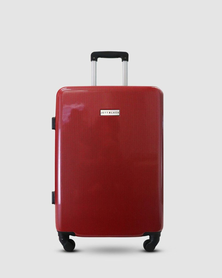 Travel And Luggage * | Jett Black Carbon Red Series Medium Suitcase Deep Red