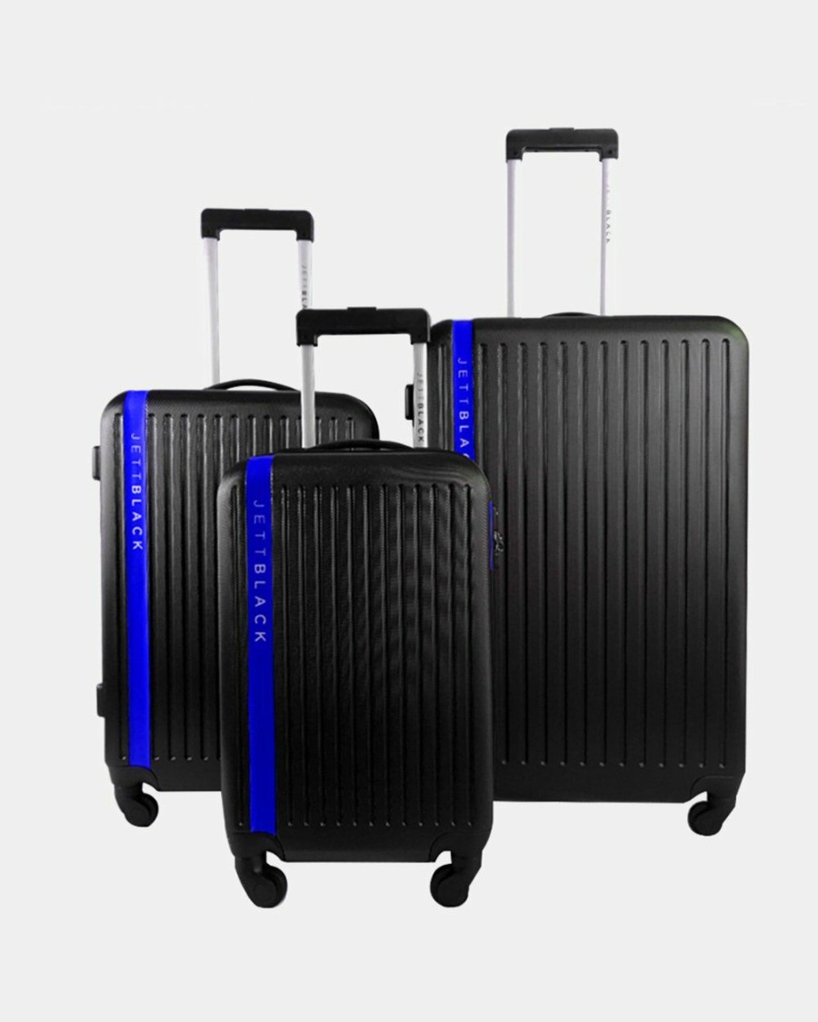 Travel And Luggage * | Jett Black Jetsetter Blue Luggage Set Jet Black