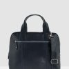 Bags * | Cobb & Co Turner Leather Laptop Satchel Navy