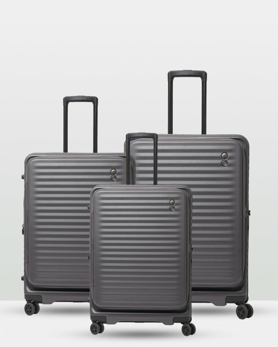 Travel Bags * | Echolac Japan Birmingham Echolac 3 Piece Luggage Set Grey